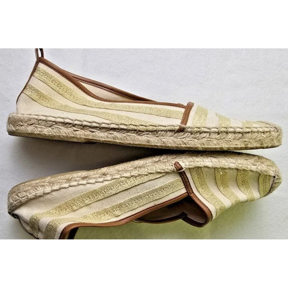 Kate Spade Womens Espadrille Flats Gold Sparkle Boho Vacation Travel Resort Sz 9